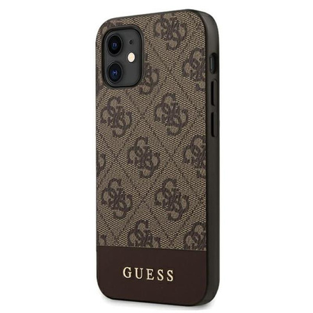 Guess 4G Bottom Stripe Collection - pouzdro pro iPhone 12 mini (hnědé)