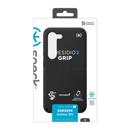 Speck Presidio2 Grip - Csúszásgátló tok Samsung Galaxy S23 készülékhez (Fekete/Fekete/Fehér)
