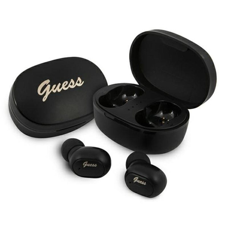 Guess Script Logo - TWS Bluetooth headphones + charging case (black)