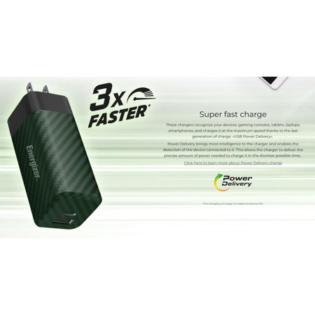 Energizer Ultimate - Multiplug EU / UK / US GaN USB-C a USB-A 65W PD síťová nabíječka (stříbrná)