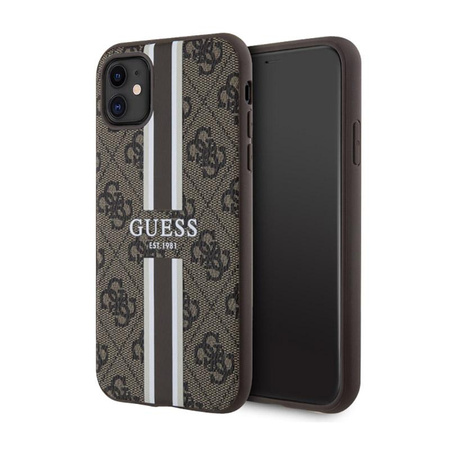Guess 4G Printed Stripes MagSafe - Case for iPhone 11 (Brown)