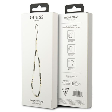 Guess Phone Strap Heishi Beads - přívěsek telefonu (černá/bílá)