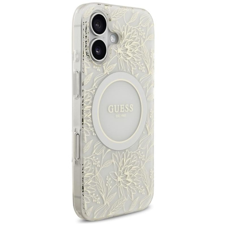 Guess IML Flowers Electro Pearl Strap MagSafe - Case iPhone 17 (white)