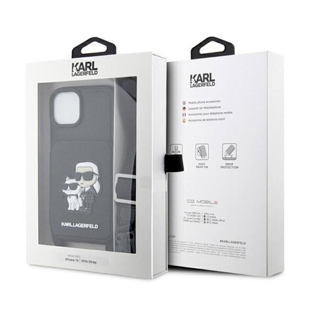 Karl Lagerfeld Crosssbody NFT Saffiano Karl & Choupette - Coque iPhone 14 (Noir)