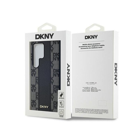 Kožené pouzdro DKNY Checkered Mono Pattern MagSafe - Samsung Galaxy S24 Ultra (černé)