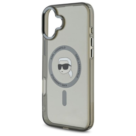 Karl Lagerfeld IML Metal Karl Head MagSafe - Coque pour iPhone 16 Plus (noir)