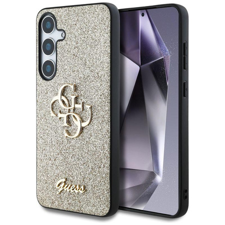 Guess Fixed Glitter Big 4G Metal Logo - étui pour Samsung Galaxy S25+ (Gold)