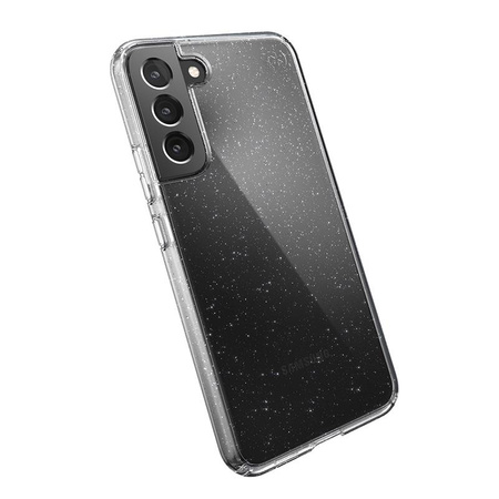Speck Presidio Perfect-Clear mit Glitter - Samsung Galaxy S22+ Gehäuse mit MICROBAN antimikrobieller Beschichtung (Klar/Platin Glitter)