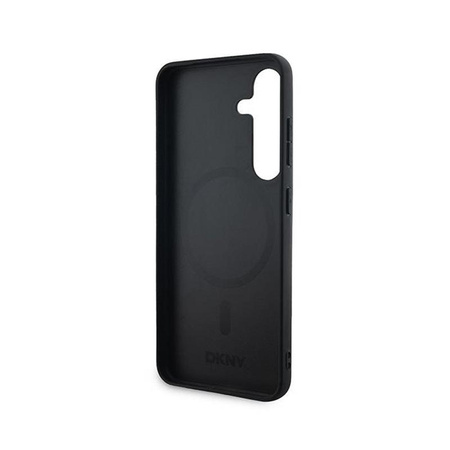 DKNY bőr kockás monomintás MagSafe - Samsung Galaxy S24+ tok (fekete)