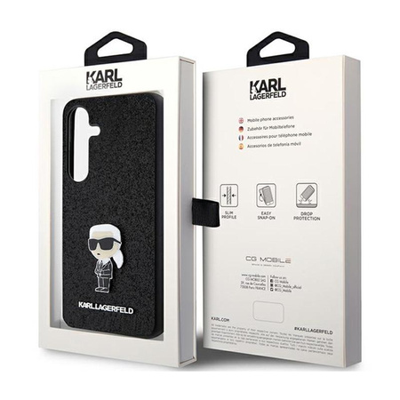 Karl Lagerfeld Fixed Glitter Ikonik Logo Metal Pin - Etui Samsung Galaxy S24 (czarny)