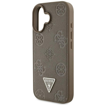 Guess genarbte Heißprägung Pfingstrose Dreieck Logo MagSafe - iPhone 16 Tasche (braun)