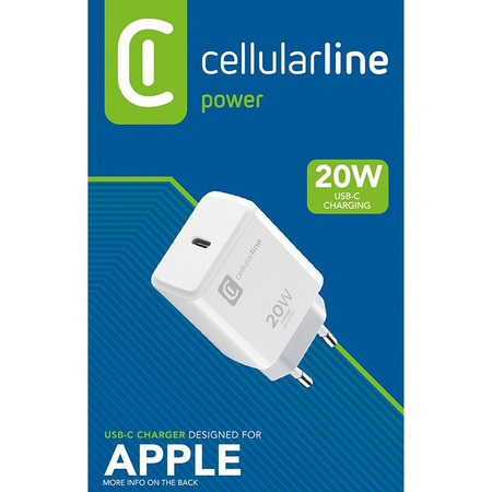 Cellularline - USB-C Power Delivery 20W Netzladegerät (für Apple) (weiß)