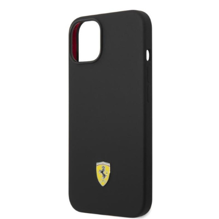 Ferrari Silikon Metall Logo MagSafe - iPhone 14 Plus Hülle (schwarz)