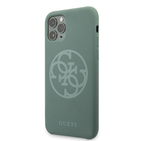 Guess Silicone 4G Tone to Tone - Coque iPhone 11 Pro Max (kaki)