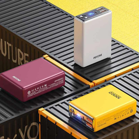 WEKOME WP-27 Tint Series - Power banka 10000 mAh Super rychlé nabíjení USB-C PD 20W + 2x USB-A QC3.0 22,5W (červená)