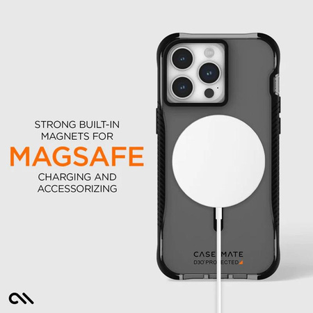 Case-Mate Tough Grip Plus D3O MagSafe - Étui pour iPhone 15 Pro Max (Fumé/Noir)