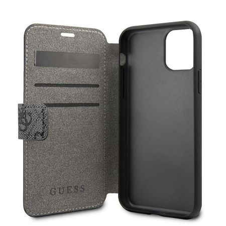 Collection Guess Booktype 4G Charms - Étui pour iPhone 11 avec fentes pour cartes (noir)