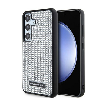 Karl Lagerfeld strasszos fém logó - Samsung Galaxy S24 tok (ezüst)