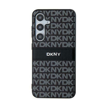 DKNY Leather Mono Stripe & Metal Logo - pouzdro pro Samsung Galaxy S24+ (černé)