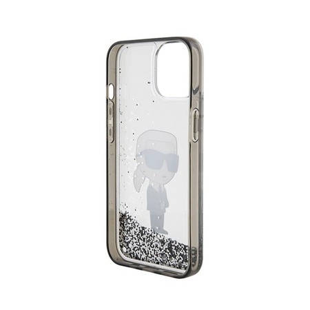 Karl Lagerfeld Liquid Glitter Iconic - iPhone 15 tok (átlátszó)