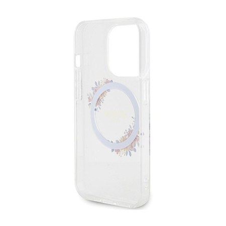Guess IML Flowers Wreath MagSafe - Pouzdro iPhone 15 Pro (Průhledné)