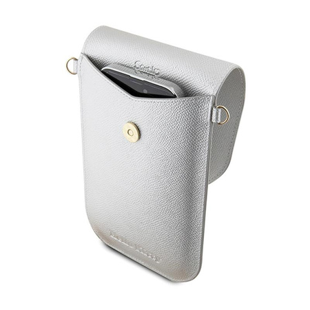 Hello Kitty Leather Metal Logo Chain - taška na telefon (stříbrná)