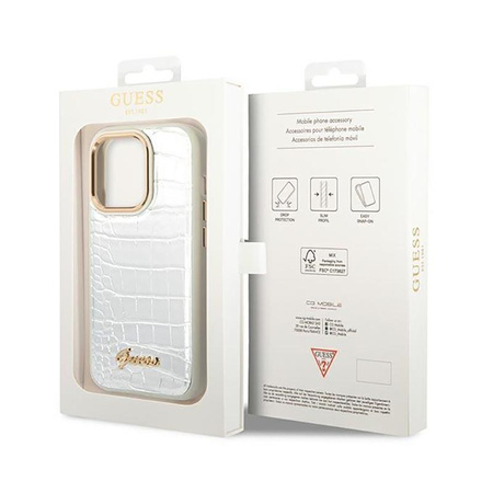 Guess Croco Collection - iPhone 14 Pro Max Case (silver)