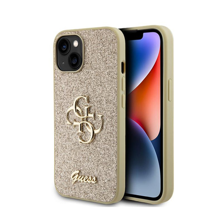Guess Glitter Script Big 4G - iPhone 15 tok (arany)