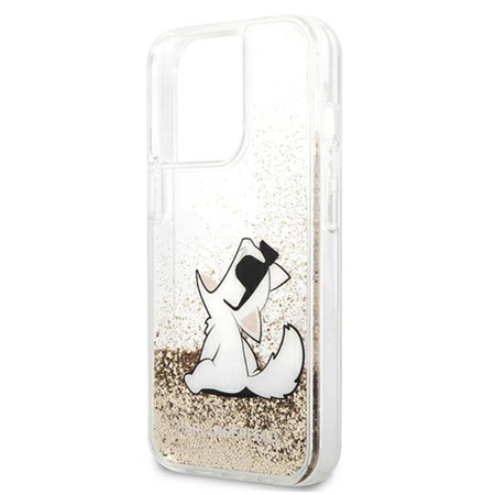 Karl Lagerfeld Liquid Glitter Choupette Fun - iPhone 13 Pro Max Tasche (Gold)