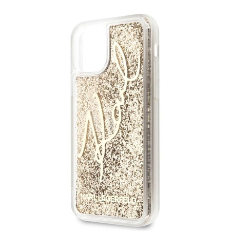 Karl Lagerfeld Signature Glitter Case - iPhone 11 Case (Gold)