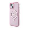 Guess Ring Stand Script Glitter MagSafe - Etui iPhone 15 (różowy)