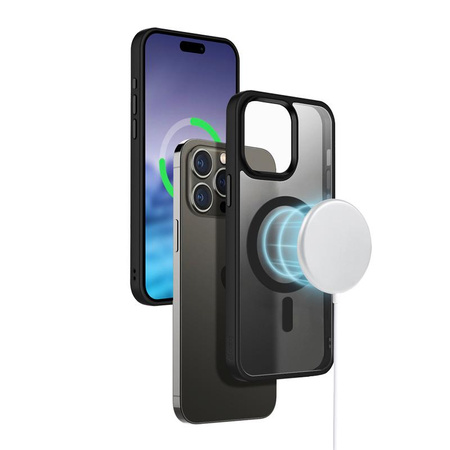 Crong Hybrid Frost MAG Cover - pouzdro pro iPhone 15 MagSafe (černé)