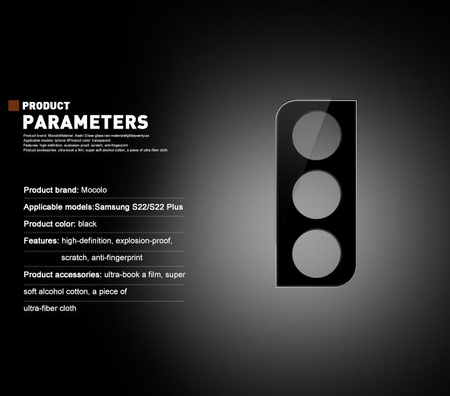 Mocolo Silk Camera Lens Glass - Verre de protection pour l'objectif de l'appareil photo du Samsung Galaxy S22 / S22+