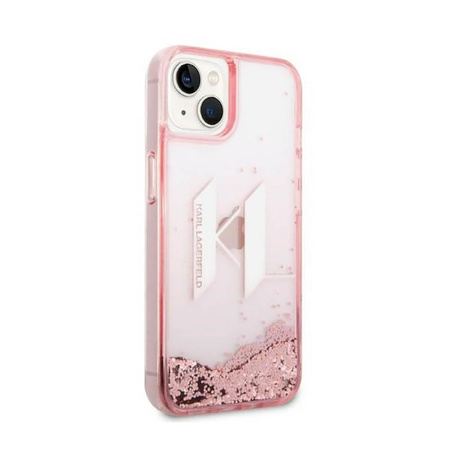 Karl Lagerfeld Liquid Glitter Big Logo Case - Étui pour iPhone 14 (rose)