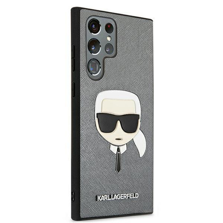 Karl Lagerfeld Saffiano Ikonik Karl`s Head - Samsung Galaxy S22 Ultra tok (ezüst)