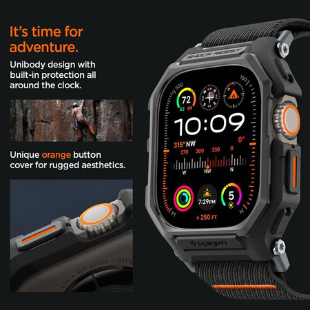 Spigen Lite Fit "Pro" - Pouzdro s řemínkem pro Apple Watch Ultra 1/2 49 mm (Matně černé)