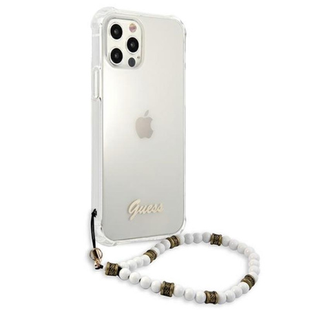 Guess White Pearl Strap - Case iPhone 12 / iPhone 12 Pro (Clear)