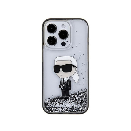 Karl Lagerfeld Liquid Glitter Ikonik - Coque pour iPhone 15 Pro Max (Transparent)