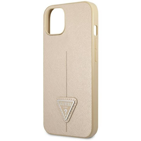 Guess Saffiano Triangle Logo Case - Hülle für iPhone 14 Plus (Beige)