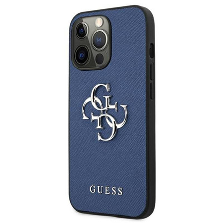 Pouzdro Guess Saffiano 4G Big Silver Logo - iPhone 13 Pro (modré)