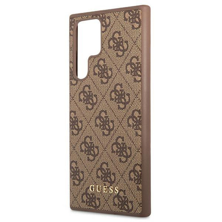 Guess 4G Metall Gold Logo - Samsung Galaxy S22 Ultra Tasche (braun)