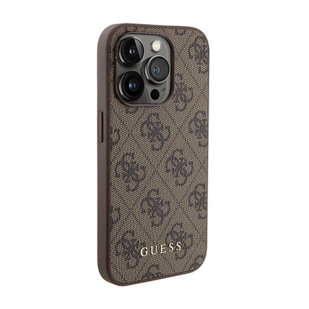 Guess 4G Metal Gold Logo - iPhone 15 Pro Tasche (braun)