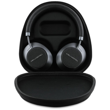 Karl Lagerfeld Saffiano Elongated - Bezprzewodowe słuchawki nauszne Bluetooth ANC + ENC (czarny)
