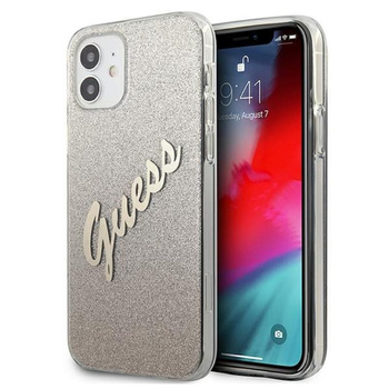 Guess Glitter Gradient Script - Coque pour iPhone 12 mini (or)