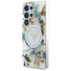 Guess Glitter Flowers Triangle Buttons MagSafe - Case for Samsung Galaxy S25 Ultra (white)
