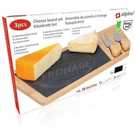 Alpina - Plateau à fromage + couteau et fourchette 28,5 x 17 cm