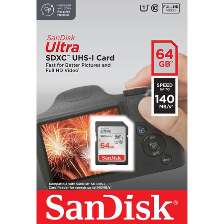 SanDisk Ultra SDXC - 64 GB Class 10 UHS-I 140 MB/s memory card