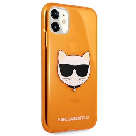 Karl Lagerfeld Choupette Head - pouzdro pro iPhone 11 (fluo oranžová)