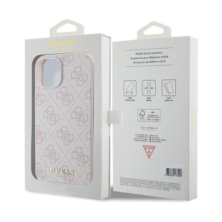 Guess 4G Metall Gold Logo - iPhone 15 Plus Tasche (rosa)