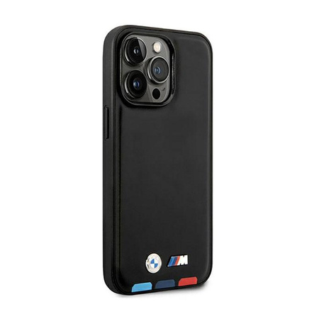 BMW Leder Hot Stamp Tricolor MagSafe - iPhone 14 Pro Max Tasche (Schwarz)